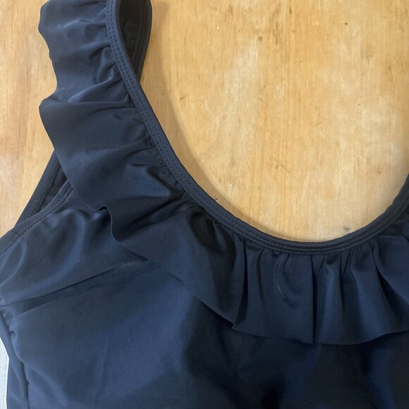 SUGAR COAST by Lolli Swim black Ruffle Scoop Back Swimsuit One Piece size M - Picture 4 of 9